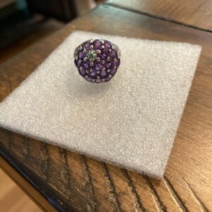 Sterling Silver Amythest & Emerald Ring size 8